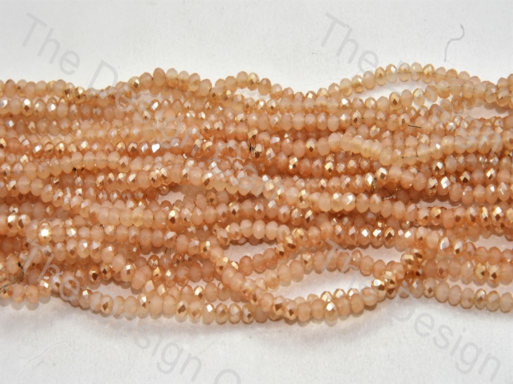 Peach Golden Dual Tone Tyre / Rondelle Shaped Crystal Bead (421738643490)