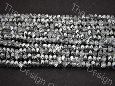 Gray White Transparent Dual Tone Tyre / Rondelle Shaped Crystal Bead (421738709026)