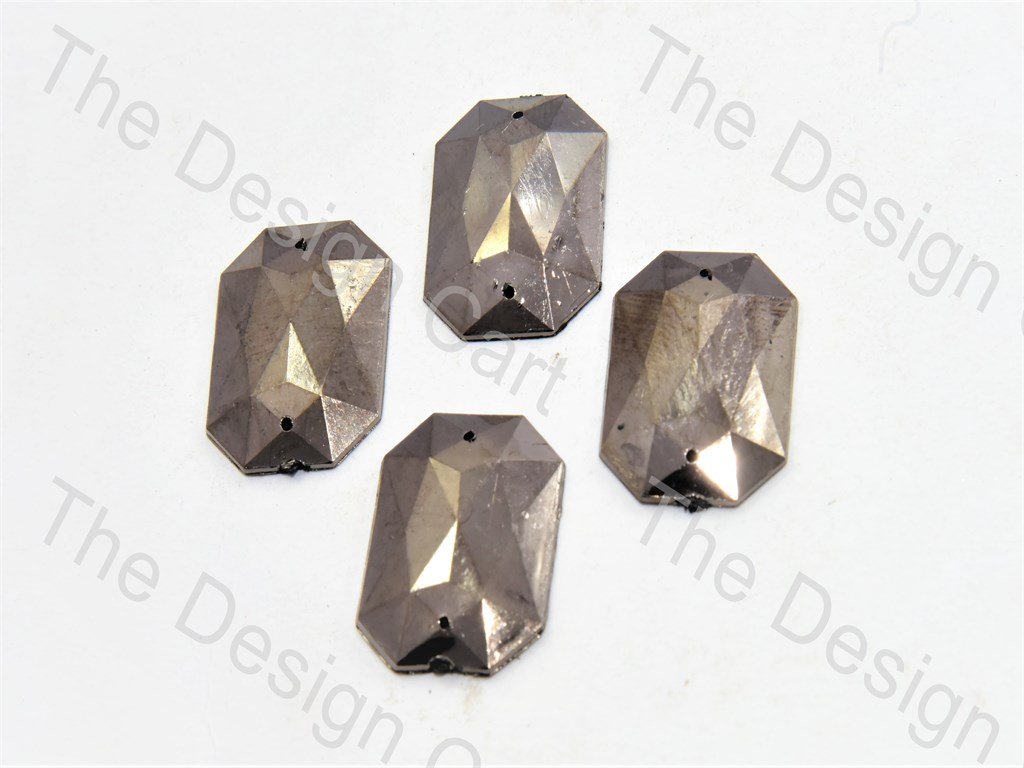 Metallic Silver Hexagonal Plastic Stones (424126119970)