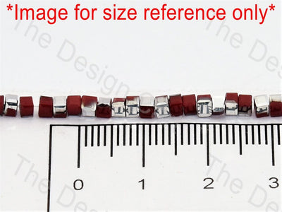 Silver Red Dual Tone Cube Shaped Crystal Bead - The Design Cart (421738938402)