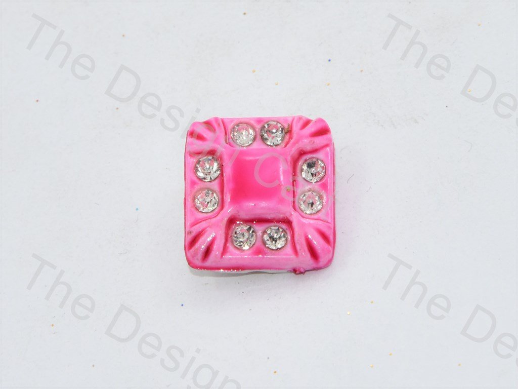 Pink Stone Crystal Square Button