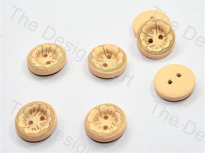 flower-design-clay-yellow-wooden-buttons