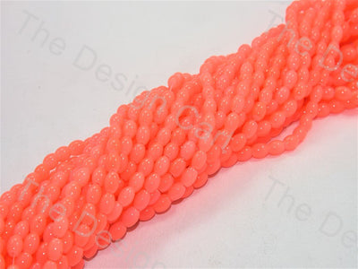 Neon Orange Small Oval Glass Pearls (553014165538)