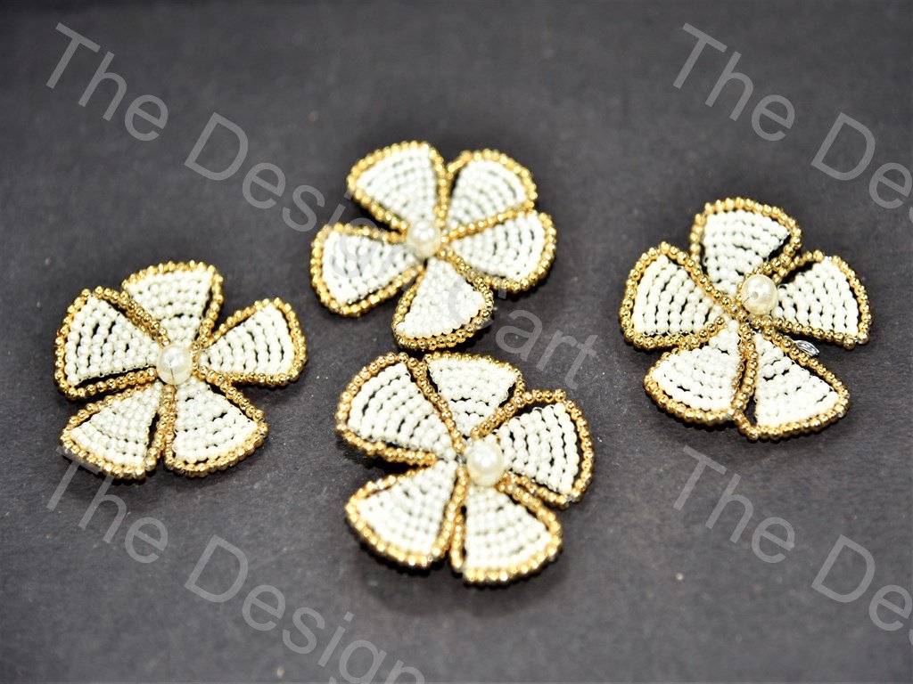 White Gold Beads Flower  (574782570530)