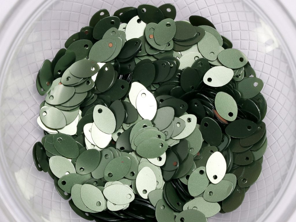 Dark Green Opaque Oval Plastic Sequins