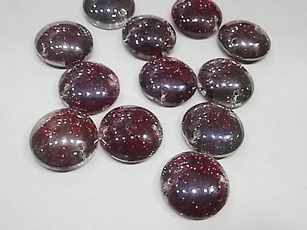 Dark Red Circular 2 Hole Glass Stones