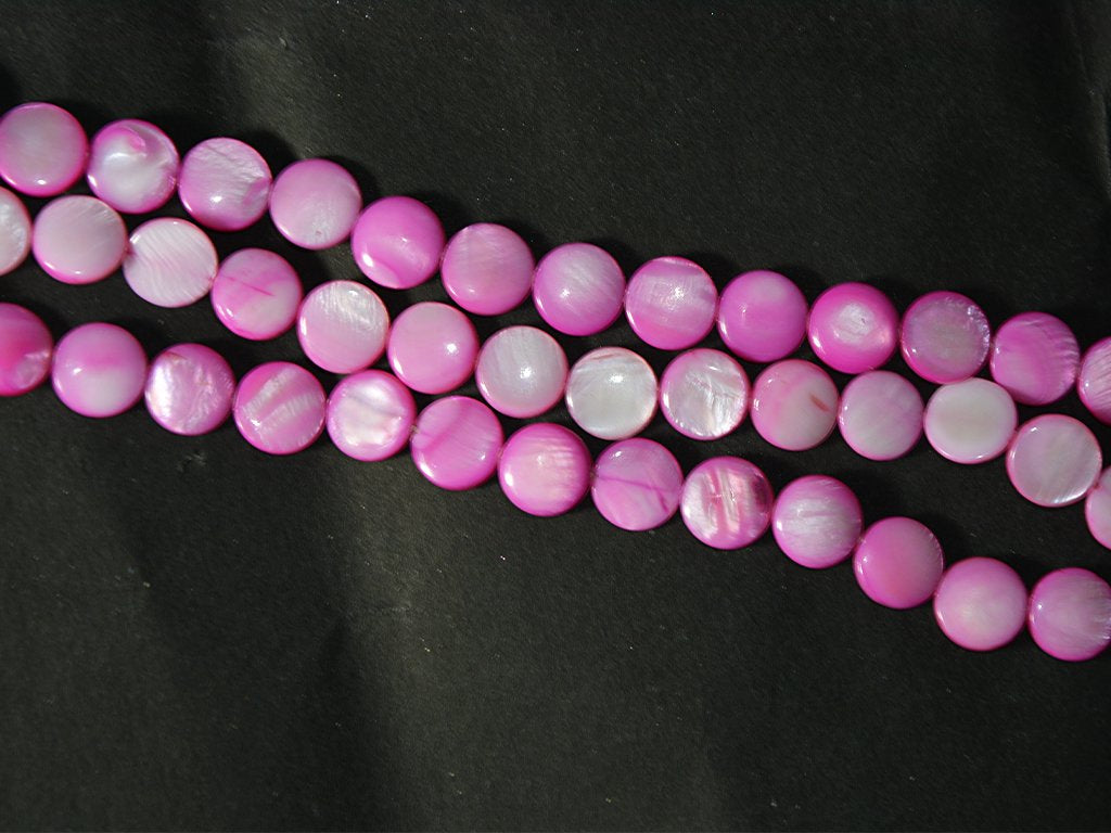 deep-pink-flat-circular-designer-glass-shell-beads-12-mm