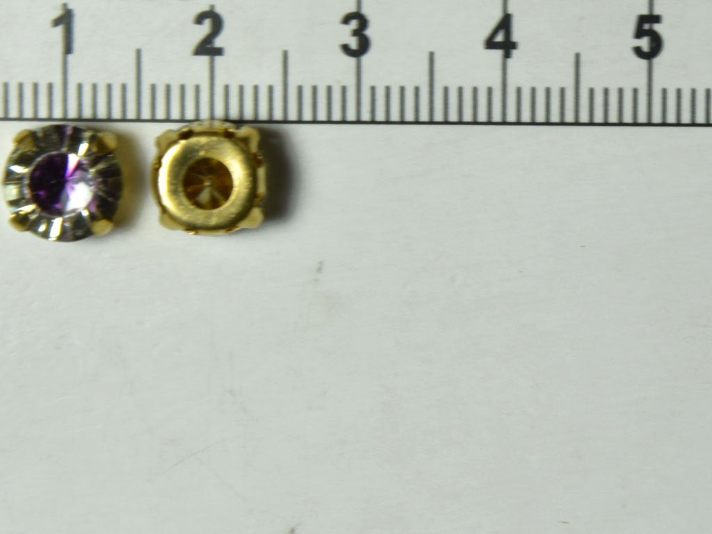 Deep Purple Circular Glass Stone with Golden Catcher (4575685279813)