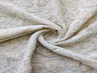 dyeable-off-white-lakhnawi-georgette-fabric-with-golden-glitter-sequins