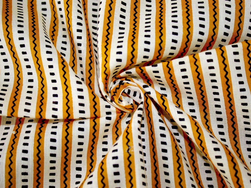 Mustard Chevron Stripes Design Cotton Fabric (1707982422050)