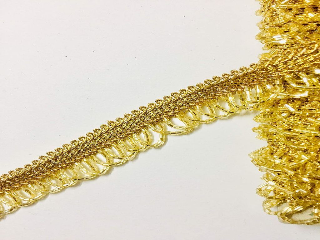 Rose Gold color fringes kiran lace for dupattas - Designers Need