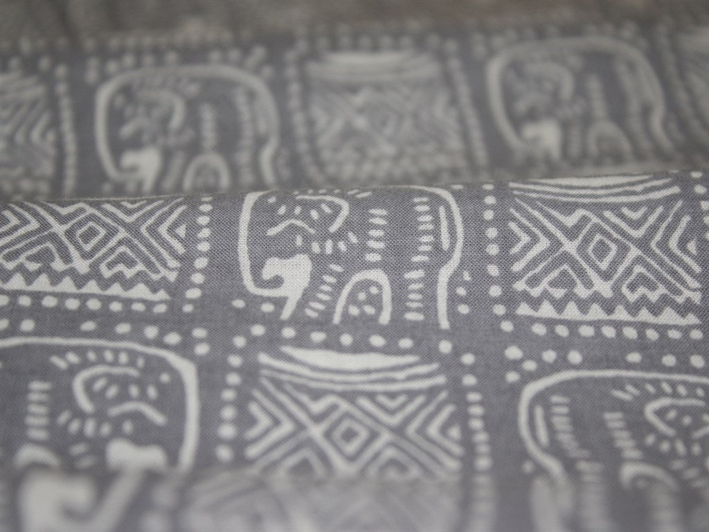 gray-and-white-tribal-elephant-design-cotton-fabric