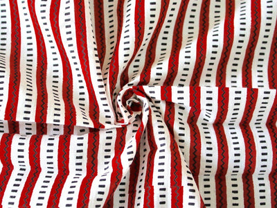Maroon Chevron Stripes Design Cotton Fabric (1707982487586)