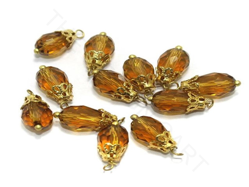 Transparent Golden Faceted Loreal Beads (12x8 mm) | The Design Cart (3782740672546)