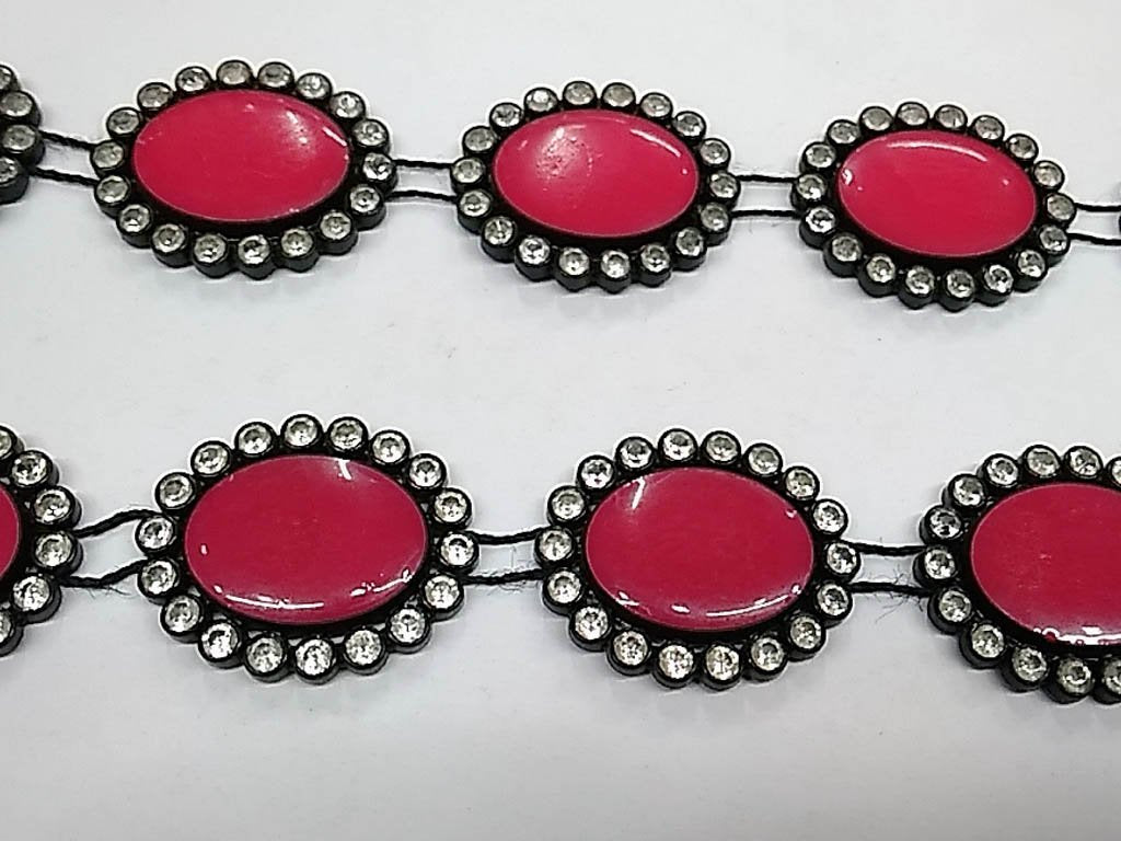 fuchsia-pink-oval-stone-studded-plastic-lace-with-enamel-fill-18x13-mm