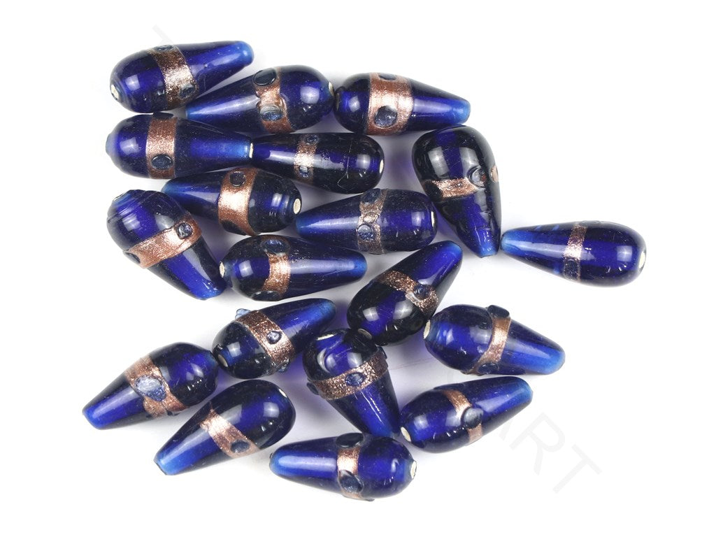Dark Blue Drop Fancy Glass Beads | The Design Cart (4332968181829)