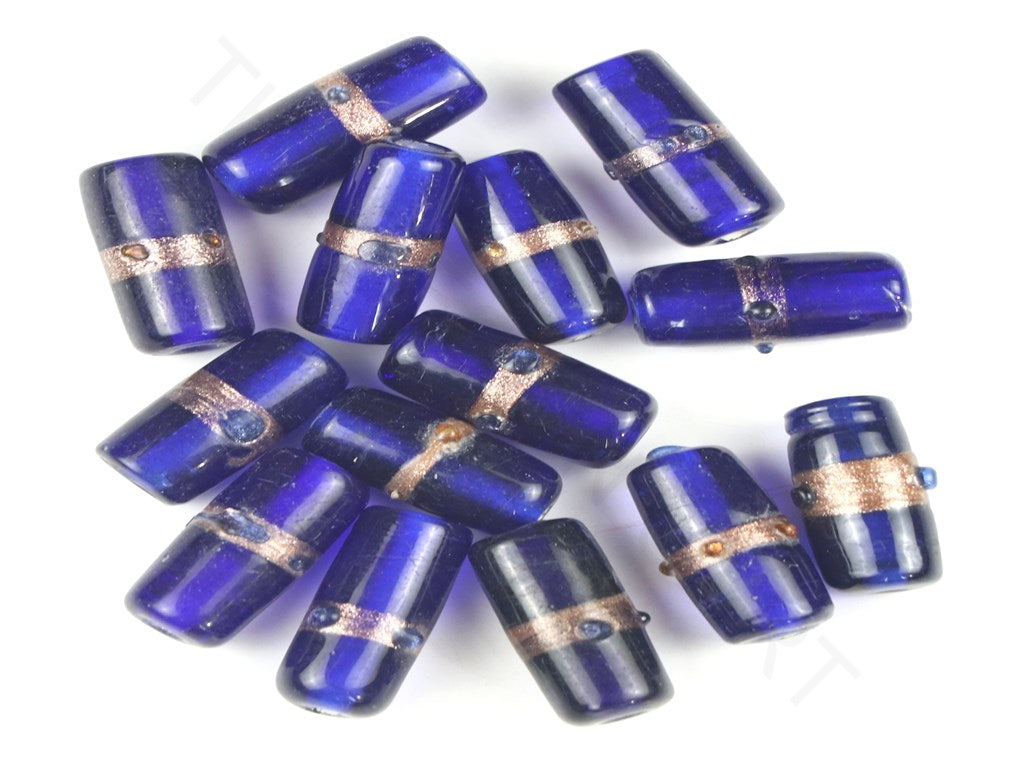 Dark Blue Cylindrical Fancy Glass Beads | The Design Cart (4332968214597)