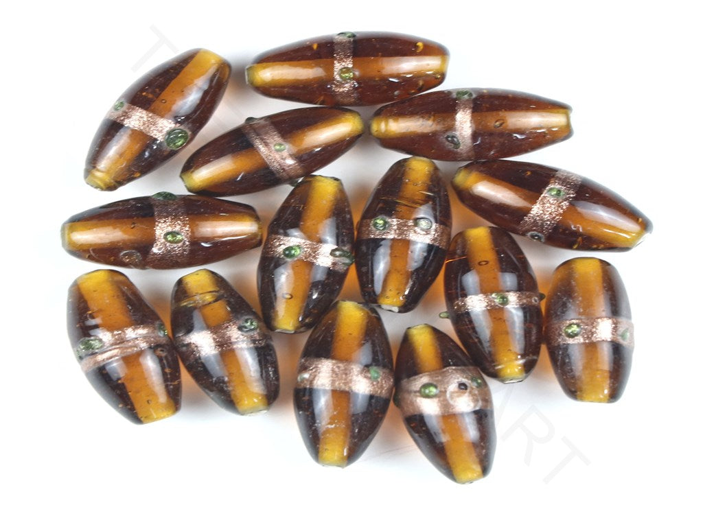 Brown Designer Oval Fancy Glass Beads | The Design Cart (4332968312901)