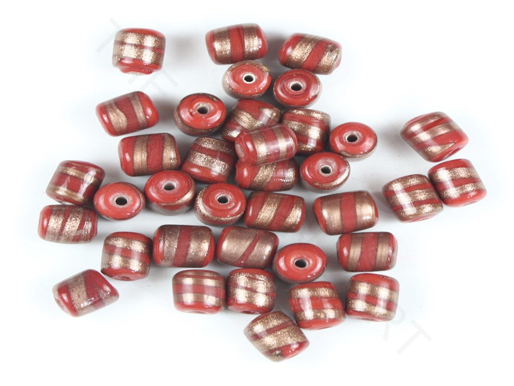 Red Cylinderical Fancy Glass Beads | The Design Cart (4357238456389)