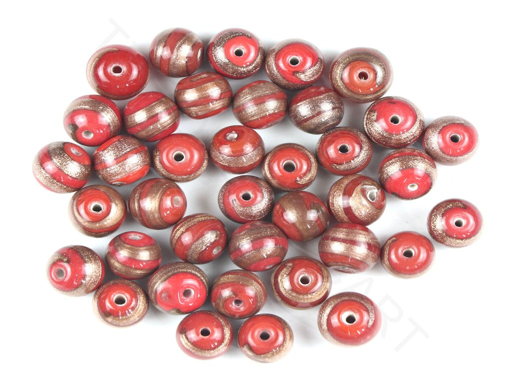 Red Spherical 2 Fancy Glass Beads | The Design Cart (4357238652997)