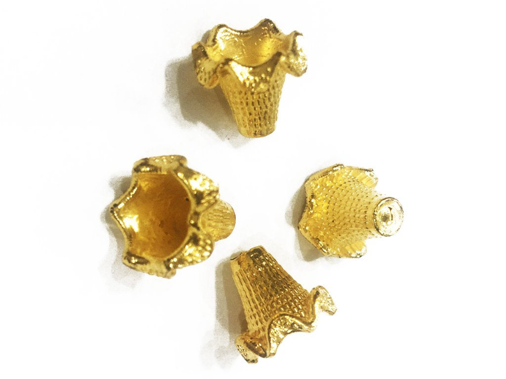 golden-conical-designer-plastic-bead-caps-12x14-mm