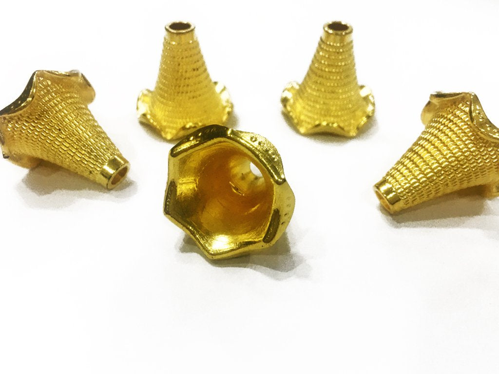 golden-conical-designer-plastic-bead-caps-20x22-mm