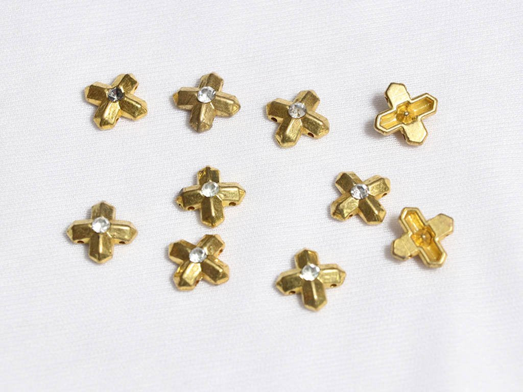 golden-designer-cross-plastic-beads-14x14-mm