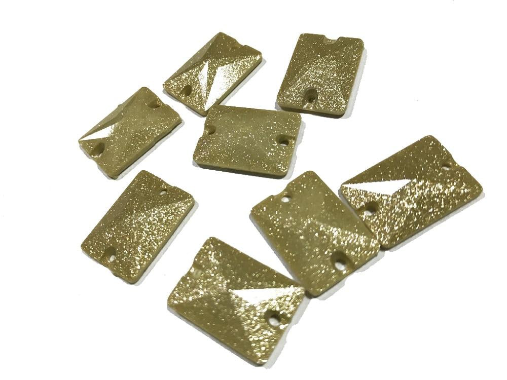Golden Rectangular Matte Zari Opaque Plastic Stones (18x13 mm) (4499611123781)