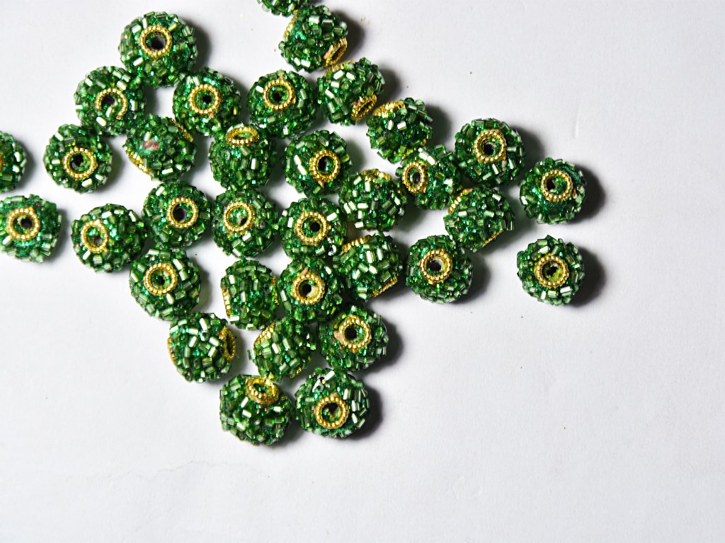 green-spherical-beaded-clay-beads