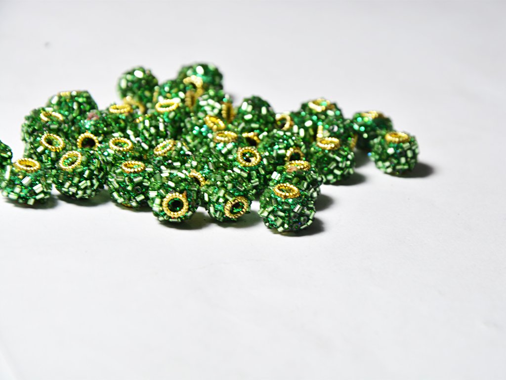 green-spherical-beaded-clay-beads