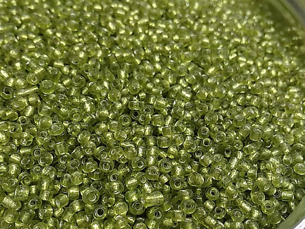 green-transparent-silverline-round-rocaille-glass-seed-beads
