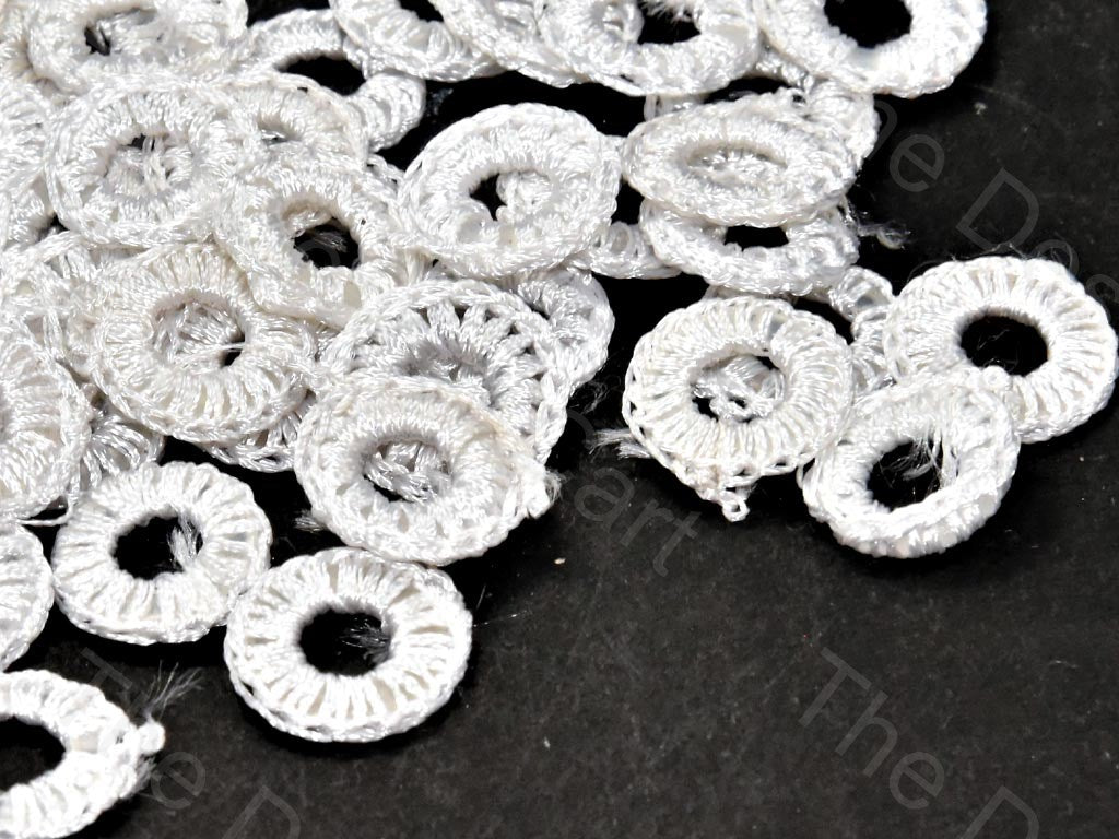 White 1 CM Round Crochet Thread Rings | The Design Cart