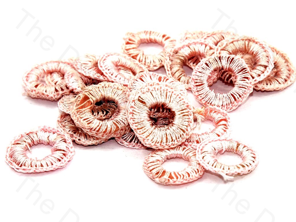 Baby Pink Small Round Crochet Thread Rings | The Design Cart
