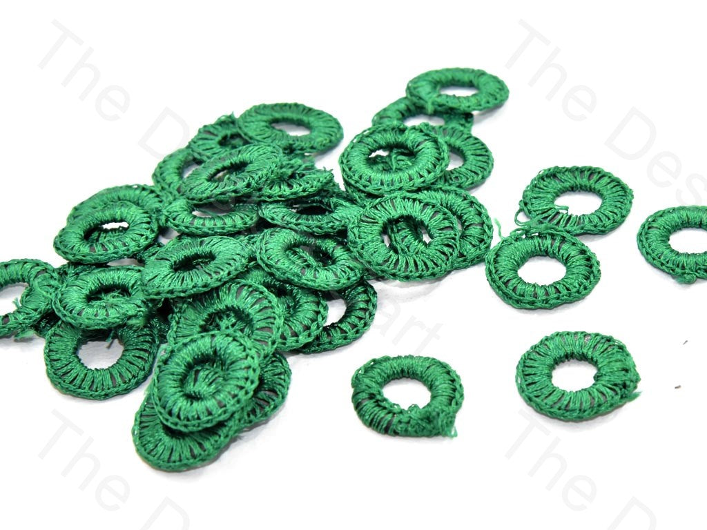 Crochet Thread Rings Dark Green Small Round Crochet Thread Rings