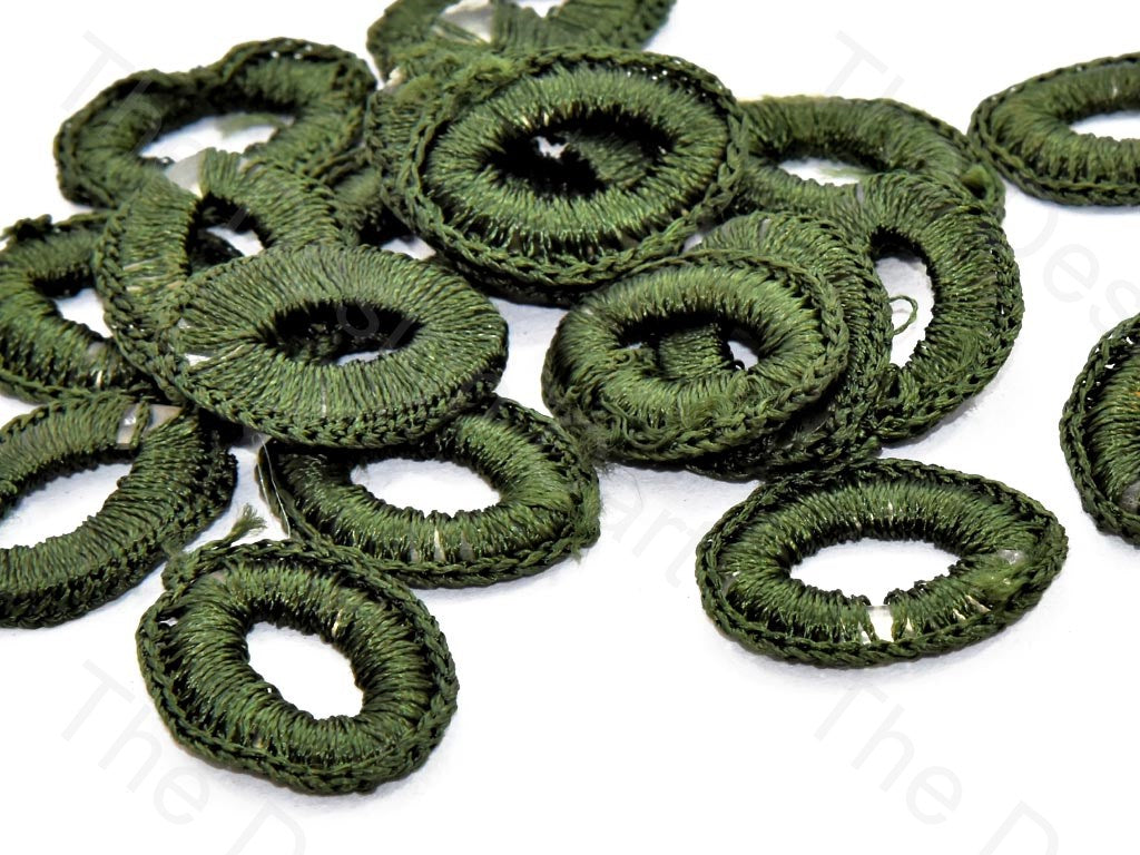 Army Green Oval Crochet Thread Rings | The Design Cart (538808451106)