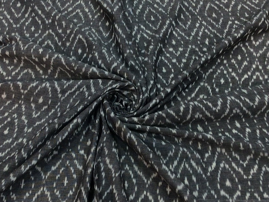 Dull Black Designer Cotton Ikat Fabric | The Design Cart (4336499064901)