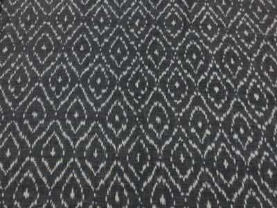 Dull Black Designer Cotton Ikat Fabric | The Design Cart (4336499064901)