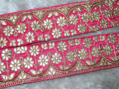 Magenta Pink Floral Gota Work Border (1799635632162)