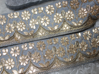 Gray Floral Gota Work Border (1799637139490)