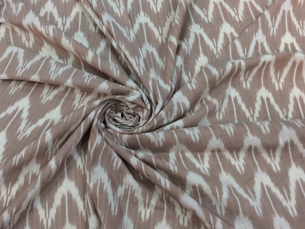 Light Brown White Cotton Ikat Fabric | The Design Cart (4336500047941)