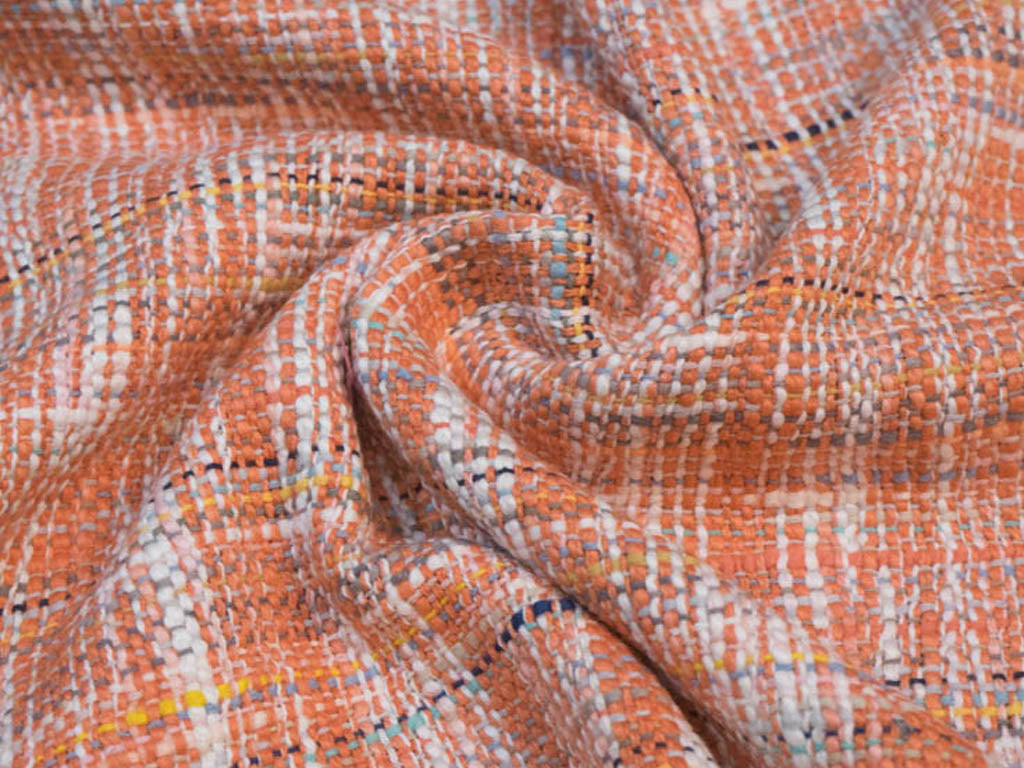 orange-white-textured-cotton-jacquard-fabric