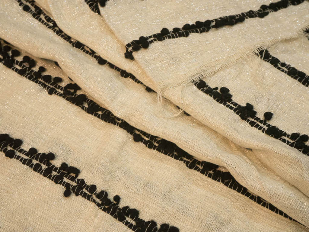 white-black-stripes-lurex-pom-pom-cotton-jacquard-fabric