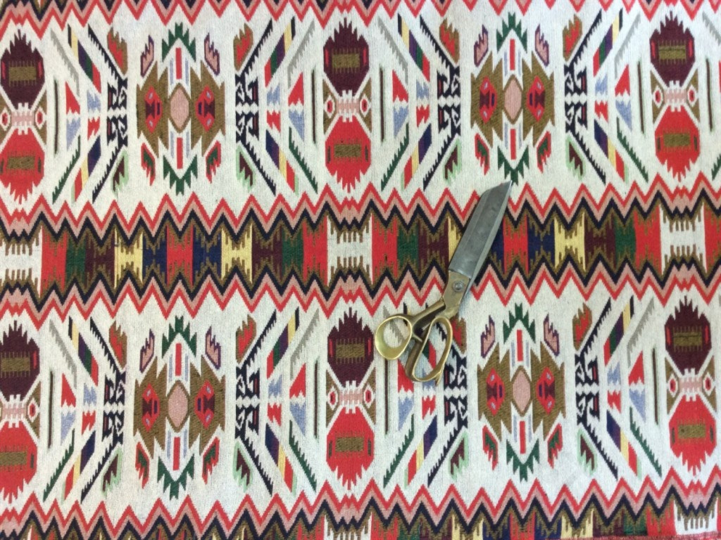 Multicolour Geometric Cotton Polyester Blend Jacquard Fabric | The Design Cart (1872212000802)