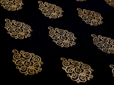 Black Motifs Chanderi Silk Fabric (1815509893154)