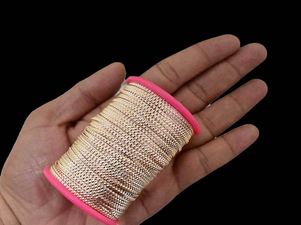 rose-golden-diamond-pattern-embossed-mukaish-metal-strips