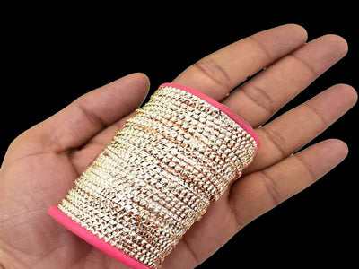 rose-golden-waves-pattern-embossed-mukaish-metal-strips