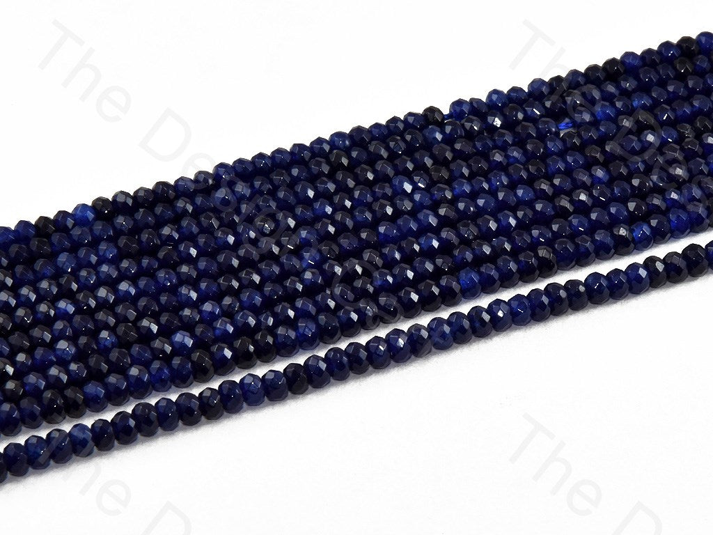4 mm Navy Blue Rondelle Jade Quartz Stones