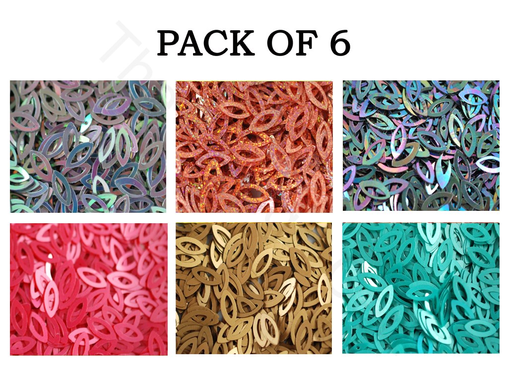 Pack Of 6 Multicolour Oval Sequins Combo | The Design Cart (1863627243554)