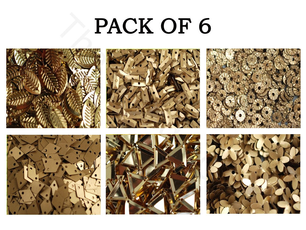 Pack Of 6 Golden Family Sequins Combo | The Design Cart (1863627276322)