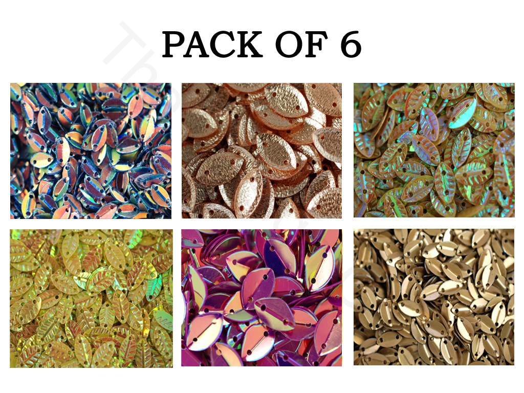 Pack Of 6 Multicolour Leaf Sequins Combo | The Design Cart (1863627309090)